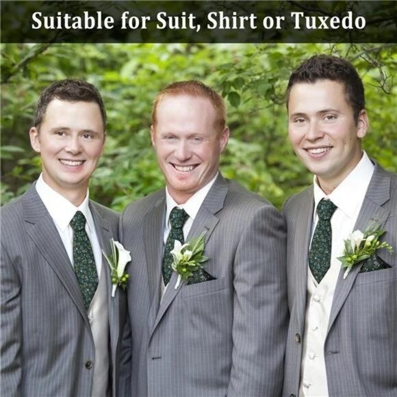 Floral tie handkerchief cufflinks set for men wedding prom party necktie - Picture 3 of 7